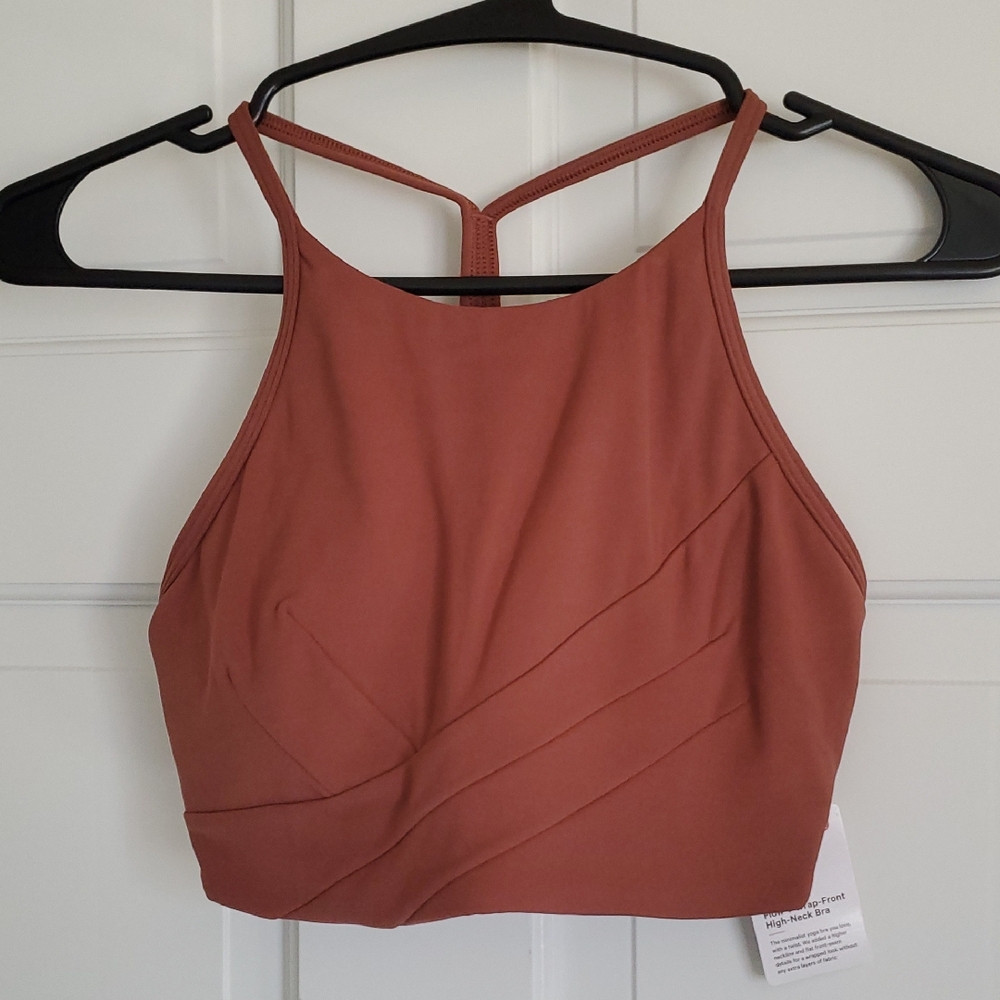 NWT Lululemon Flow Y Wrap Front High Neck Bra Sz 6 Ancient Copper